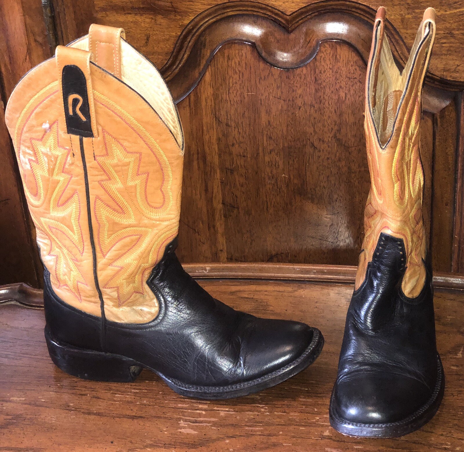 Rod Patrick Bootmakers Black/Rust Leather Cowboy … - image 1