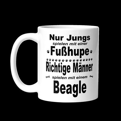 Beagle Tasse - Mug Nur Jungs spielen mit Fußhupe Männer Geschenk