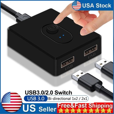 USB 3.0 Switch Selector 2 in 1 out Two Way KVM Adapter Box For Printer Keyboard