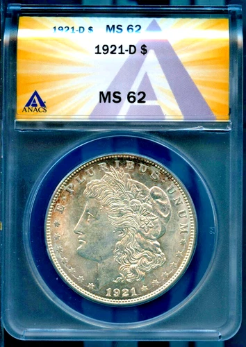 1921-D $1 Silver Morgan Dollar MS 62 ANACS # 7805686 + Bonus
