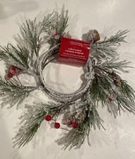 Ashland  Flocked Pine  Coiled Garland with Pine cones and Berries   5 ft   NIP