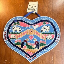 J Duban Hanging Tile Heart Shape Friendship Love Cottagecore Corinthians 9"x7"
