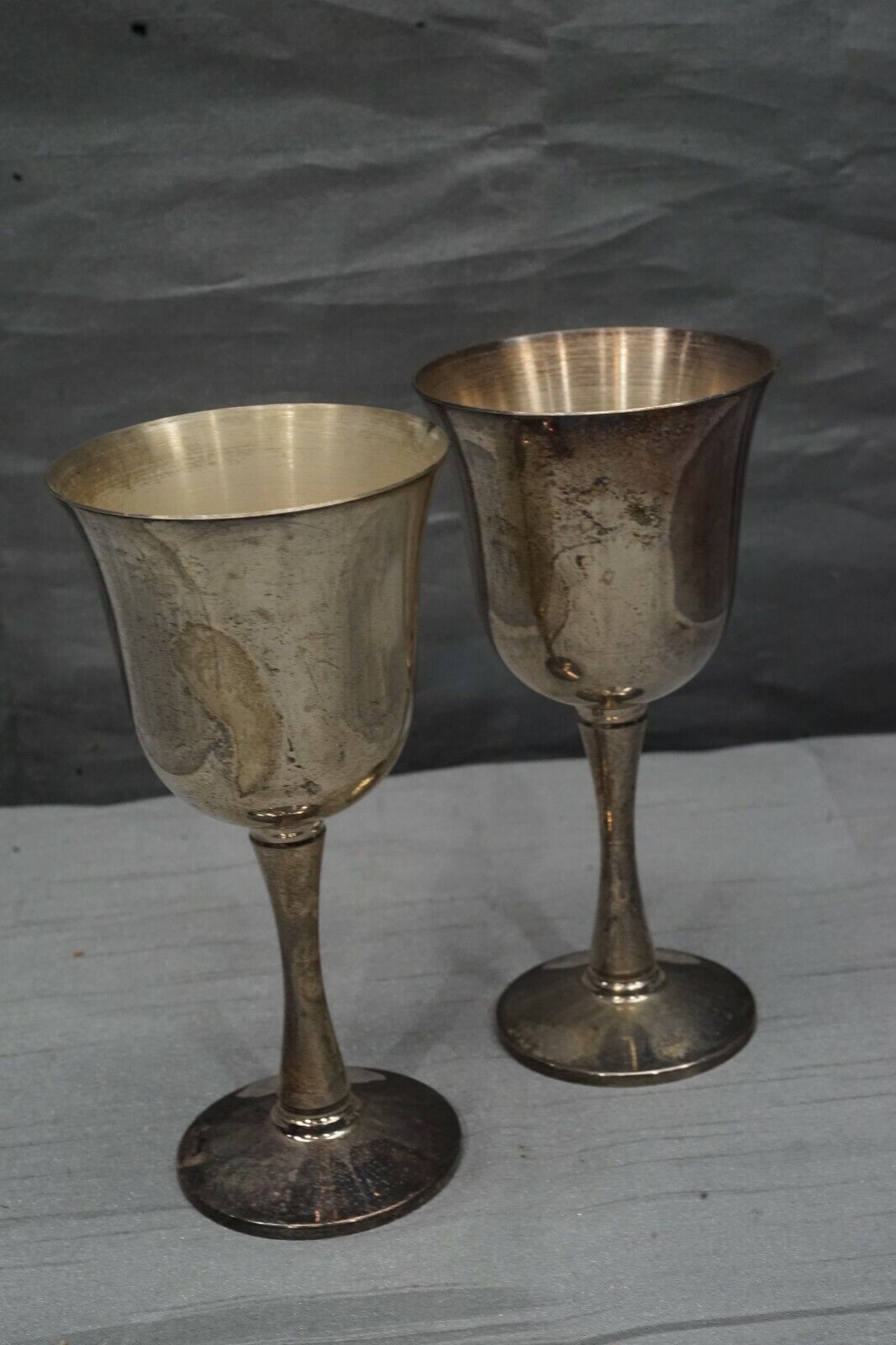 Pair Of 2 Salem Silver Plate Goblets Stem Wine Glass Water Cup (with boxes)