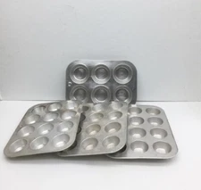 Vintage Muffin Cupcake Tins Lot of 4 Enterprise Aluminum Mirro Comet Mixed Sizes