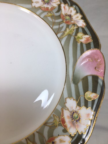 (8) R L Limoges 9.5 Inch Art Nouveau with Poppies DINNER PLATES - Picture 7 of 12