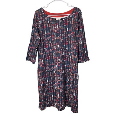 weird fish ladies dresses Womens/Ladies Printed JerseyNatural Dress Florall pockets UK18 US14 rayon dress
