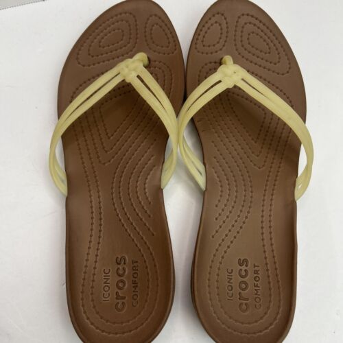 Crocs Comfort Thong Tan Brown Flip Flops Sandals Women's Sz 8 - Picture 4 of 8