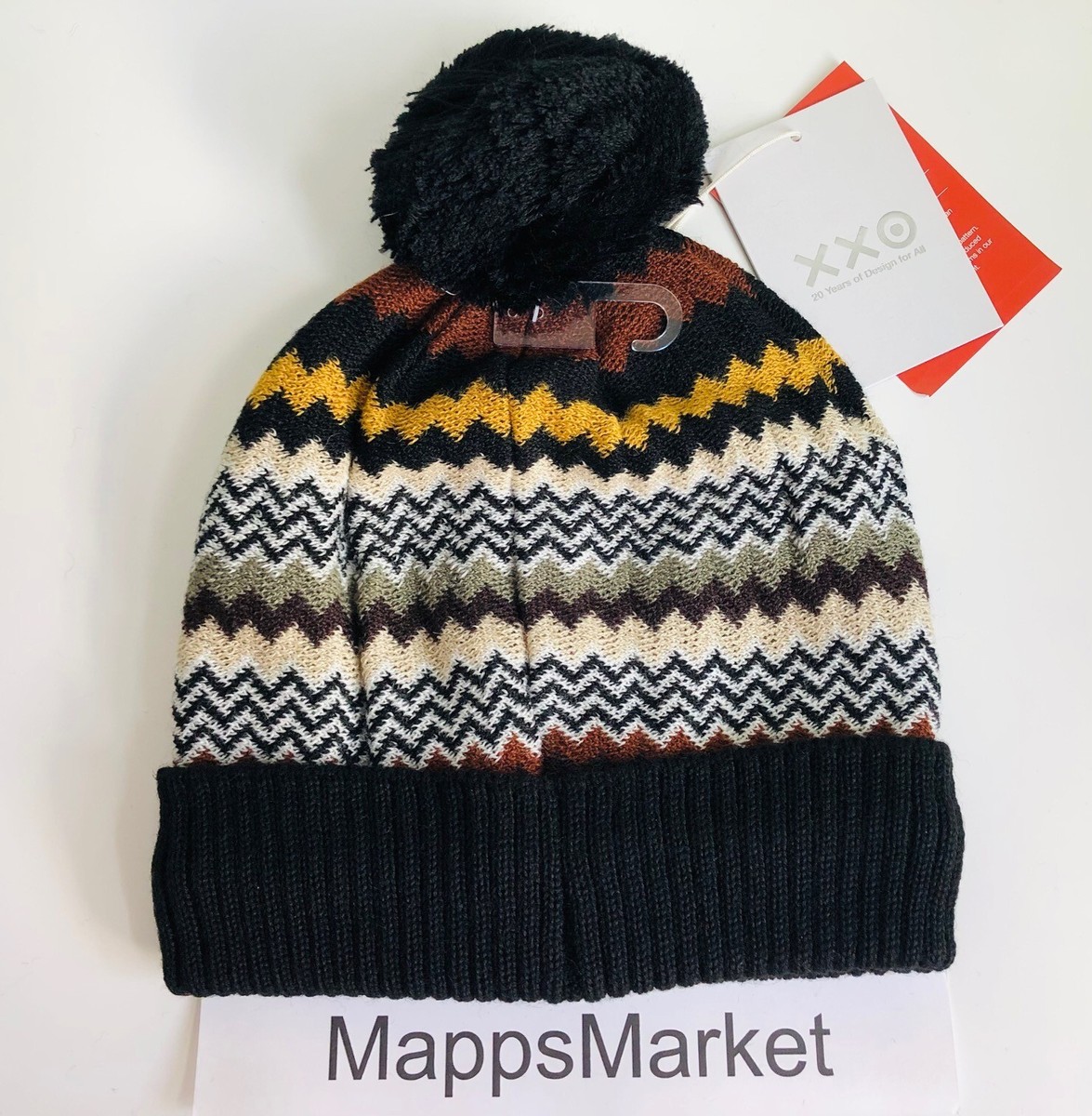 NWT Authentic MISSONI for Target Pom Pom Zig Zag Winter Beanie/Cap