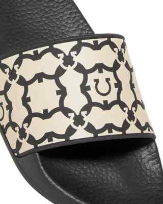 Salvatore Ferragamo Black Logo Print Slide Sandals Ferragamo Logo Slides - Black | Editorialist main image 3