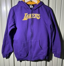 Adidas LA Lakers Hooded Front Zip Jacket Purple Gold- Youth size XL 18