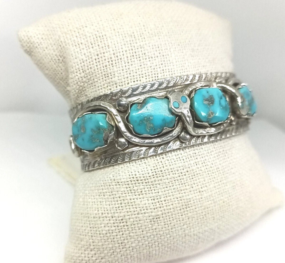 Effie C Zuni 925 Sterling Silver Turquoise Snake Cuff Bracelet eBay
