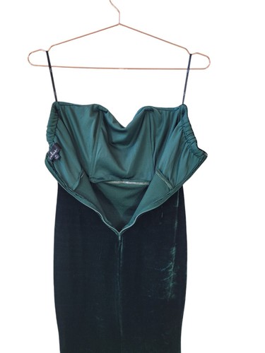 Pre-Owned LULU'S M Forest Green Hey Baby Velvet Strapless Bodycon Midi Dress - Bild 5 von 14