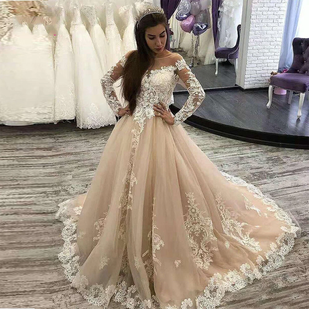 champagne bridal dress