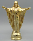 Tolle Jesus Statue/ Figur + Motiv des Heiligsten Herzens Jesu 21cm 24K vergoldet