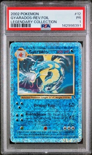 PSA 1 PR 2002 Pokemon Legendary Collection Gyarados 12/110 Reverse Holo Foil