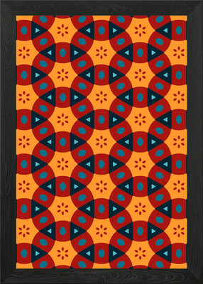 Überlappende Kreise geometrisches Muster gerahmtes Wandbild Poster Leinwanddruck Bild