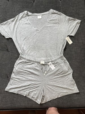NWT Soma Cool Nights Sz S PJ Short Sleeve Tee & Shorts Set Opal Gray  $76 Cute! 