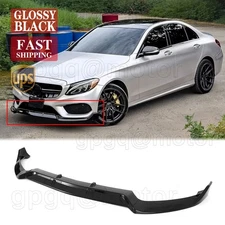 For Mercedes Benz W205 C43 AMG C-Class 2015-18 V3 Glossy Black Front Bumper Lip