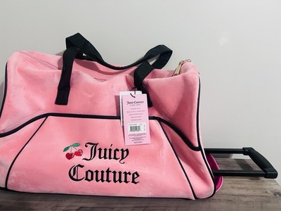 Juicy Couture Pink Marble Rolling Travel Bag with Retractable handle 22''x9''
