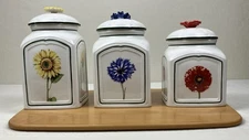 Villeroy & Boch Flora Charm 3 Canister Set With Lids Excellent Condition
