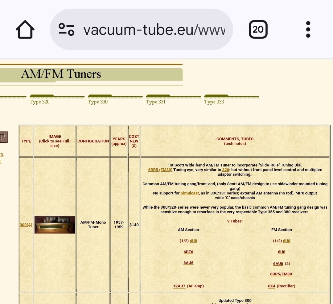 HH Scott Type 300 AM/FM tube-based Tuner