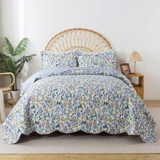 Quilt Sets Queen Size - Floral Quilt 3-Piece,Botanical Bedspreads Wildflower