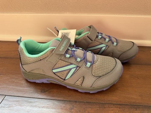 Merrell Kids Trail Chaser Hiking Shoes Bungee Lace Girls Size 4 Grey School Gym - Picture 2 of 9