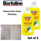 2 x 500ML Bartoline Concentrated Sugar Soap Removes Dirt, Grease & Nicotine -NEW
