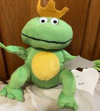 Green Frog Plush Stuffed Animal with Crown, Small 6-14 in, Washable, New