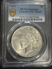 1927 P Peace Silver Dollar PCGS Genuine - UNC Details (92 - Cleaned)
