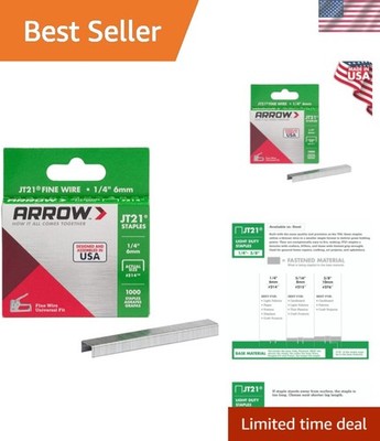 Arrow 214 JT21 Thin Wire Staples for Staple Guns and Staplers, Use for Uphols...