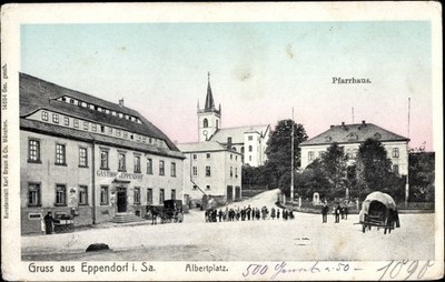 Ak Eppendorf in Sachsen, Albertplatz, Gasthof, Pfarrhaus - 3876573