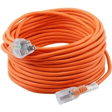 50 FT, 25 FT Outdoor Extension Cord, SJTW 14/3 Lighted Power Cord, Bright Orange