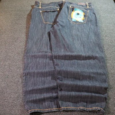 Rocawear Baggy Mens 48x34 Black Jeans Embroidered Y2k Vintage Hip Hop Skater