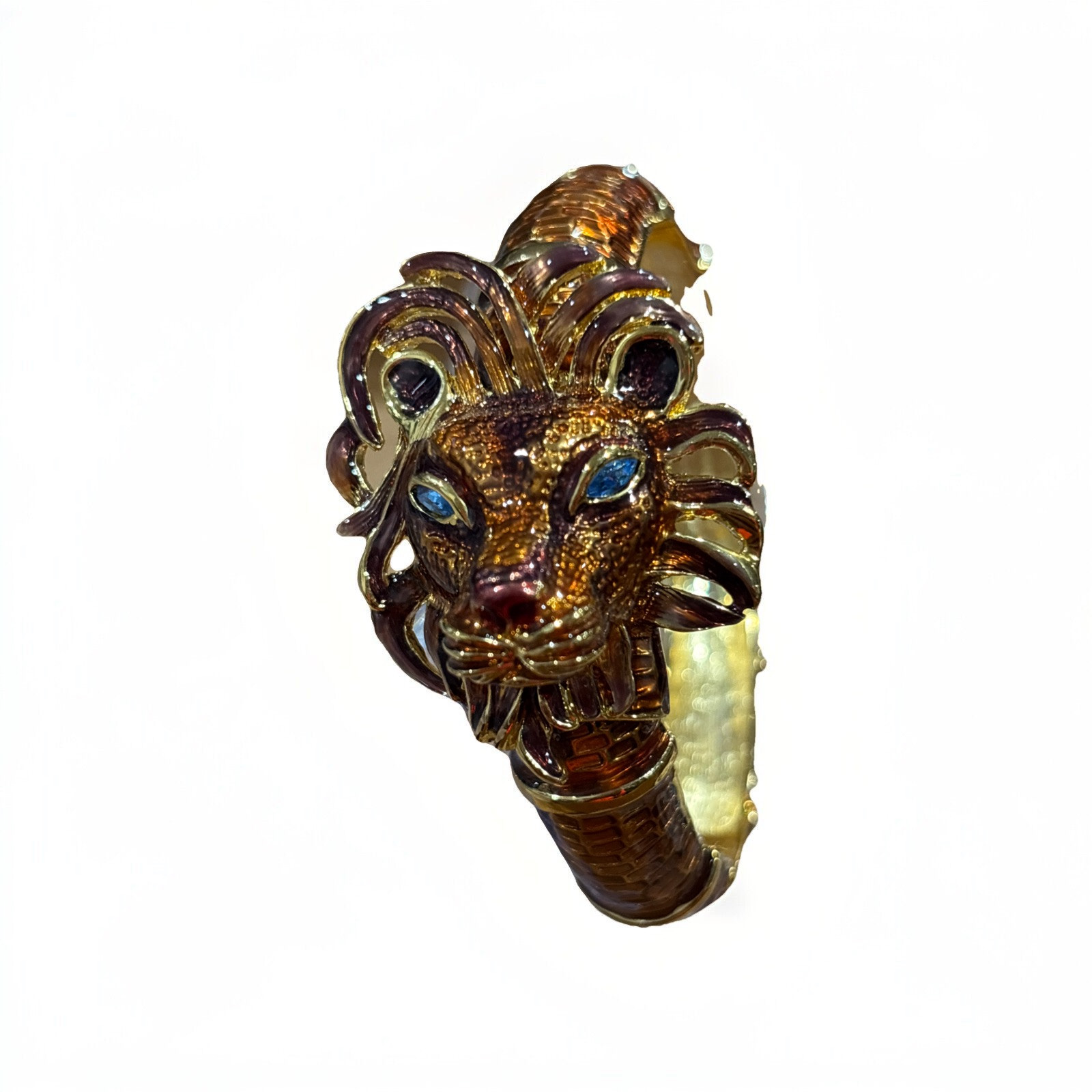 Signed KJL Kenneth Jay Lane Lion Head Bracelet Cl… - image 2