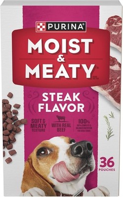 Purina Moist and Meaty Steak Flavor Soft Dog Food Pouches-36 ct. Pouch US Stock