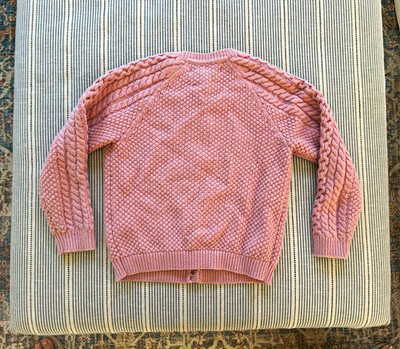 Boden Girls Pink Cable-Knit Button Cardigan Sweater Long Sleeve 6-7 Years