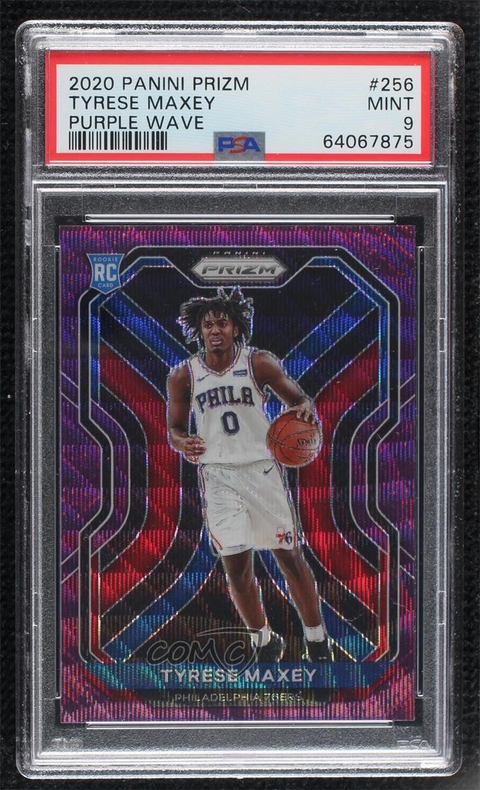 2020-21 Panini Prizm Purple Wave Prizm Tyrese Maxey #256 PSA 9 MINT 2l4
