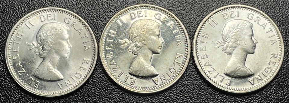 (Lot Of 3) AU 1964 Canada 10 Cents Silver Foreign Coins - Image 2 of 3