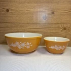 Pyrex #403/401 Set 2 Butterfly Harvest Gold Mixing Nesting Bowl VERY NICE COND