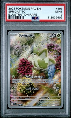 PSA 9 Sprigatito Illustrator Rare #196 2023 Pokemon Paldea Evolved