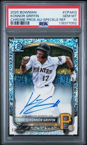 2025 BOWMAN KONNOR GRIFFIN CHROME PROSPECT AUTO SPECKLE REFRACTOR /299 PSA 10