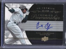 2008 Upper Deck Premier #PP-CC Carl Crawford Penmanship Autographs #/50