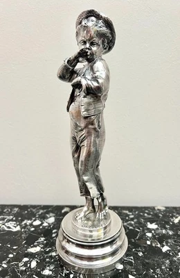 Auguste Louis Lalouette 1826-1884 -Jeune Enfant Sculpture Bronze Argenté - Photo 1/4