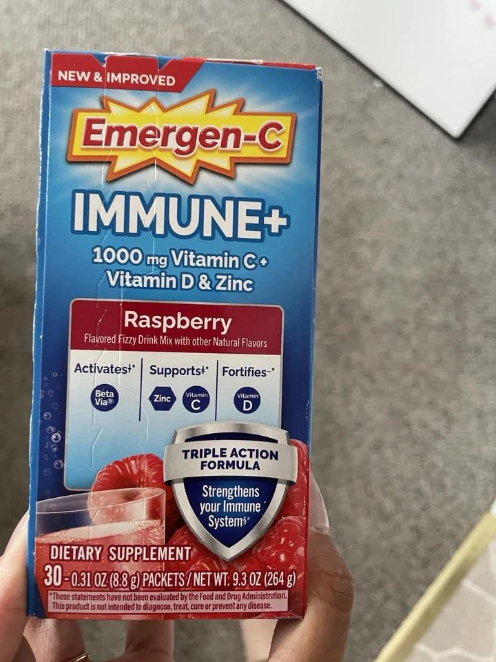 Emergen-C Immune+ Apoyo Vitamina C Vitamina D Zinc Frambuesa 1000mg Foto 2 de 3