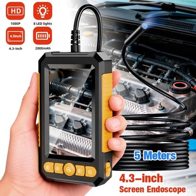 5M Industrial Endoscope 1080P 4.3'' Screen 8mm Borescope Inspection Camera 8 LED