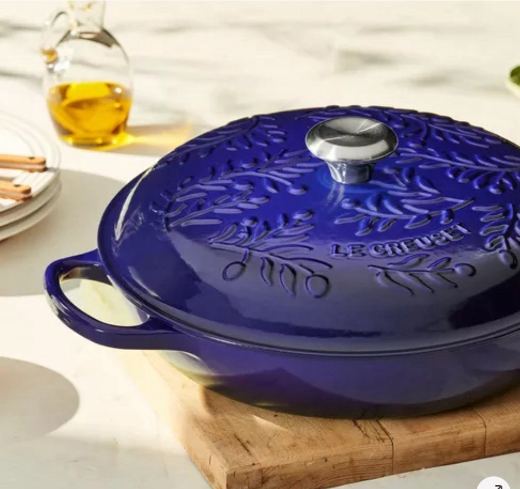Le Creuset Olive Branch Signature Cast Iron Braiser 3.5 qt Indigo