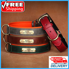 Soft Leather Personalized Dog Collar ID Tag Engraved for Small Medium Large Dogs
