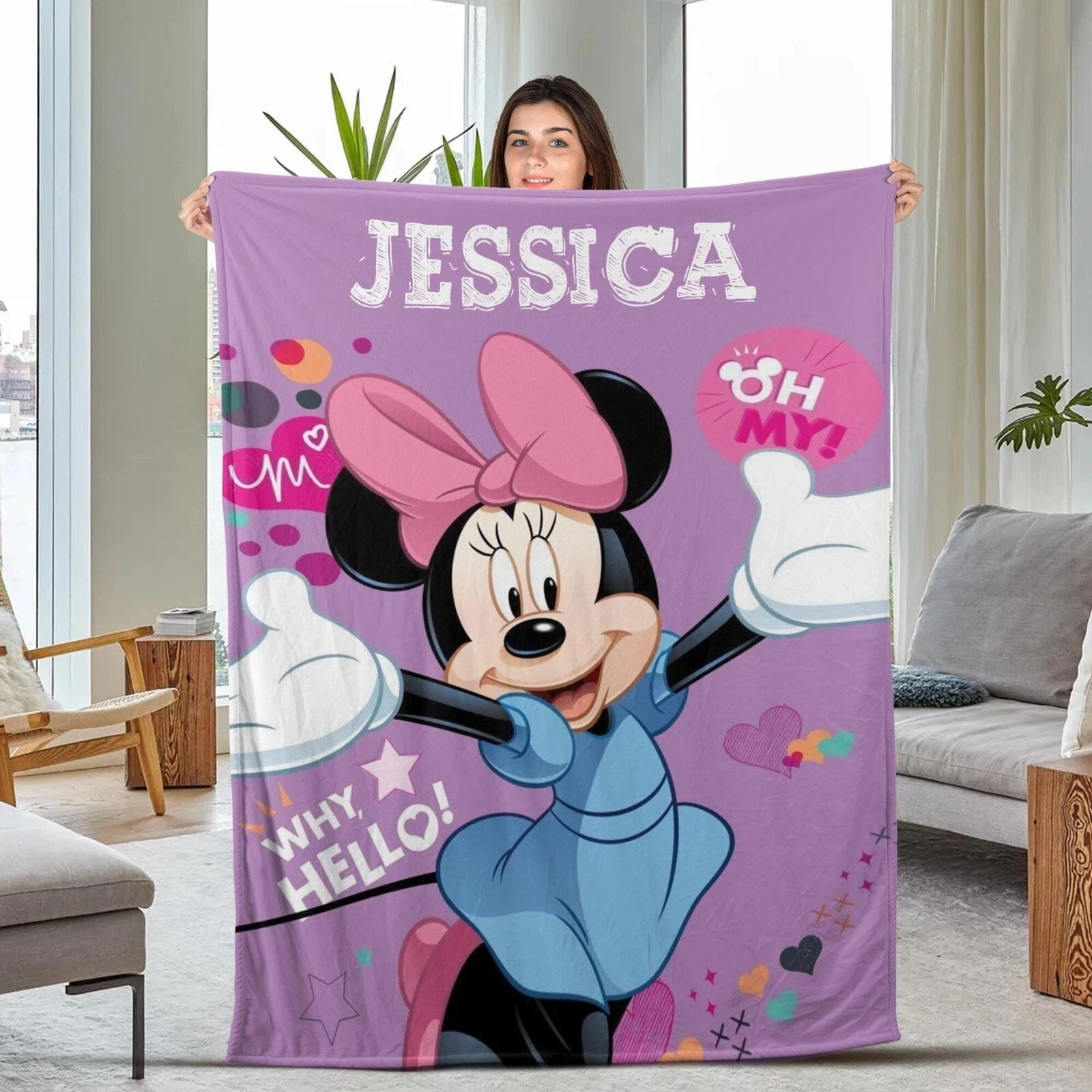 Personalized Disney Minnie Mouse Oh My Why Fleece Blanket
