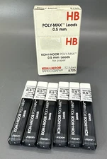 New 6 Tubes KOH-I-NOOR Rapidograph Poly-MAX mines 0.5mm Lead for Paper #5725 VTG
